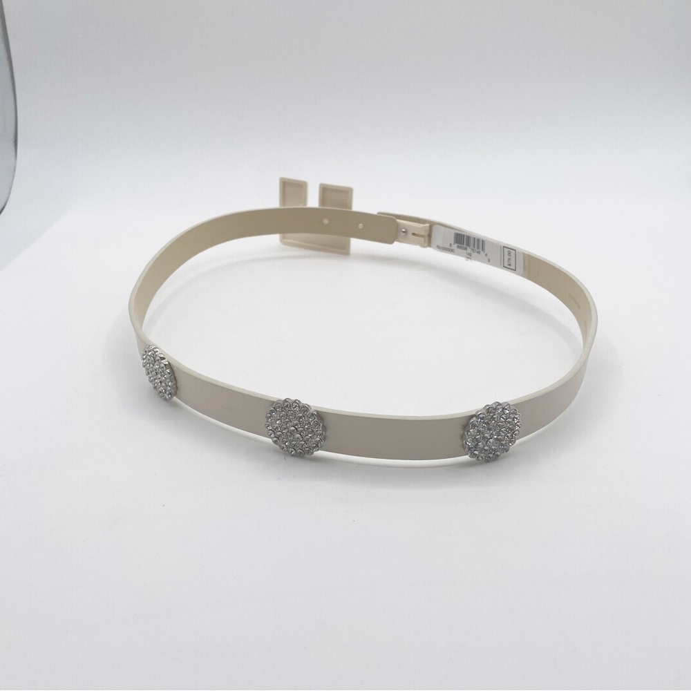 Kate Spade Elegant White and Silver Belt with Decorative Studs S